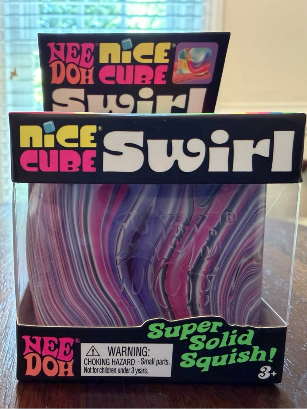 NEE DOH Nice Cube Swirl Squish Toy – Purple & Pink